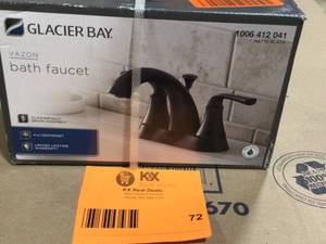 lot 72 image: Glacier Bay Vazon 4 in. Centerset 2-Handle High-Arc Bathroom Faucet in Matte Black Customer Returns See Terms on Auction