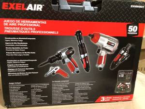 lot 77 image: EXELAIR 50-Piece Professional Air Tool Kit Customer Returns See Terms on Auction