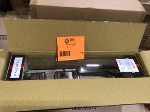lot 78 image: Baldwin Prestige Nautica Single Cylinder Satin Nickel Door Handleset with Tobin Door Handle Featuring SmartKey Security Customer Returns See Terms on Auction
