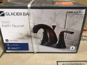 lot 81 image: Glacier Bay Vazon 4 in. Centerset 2-Handle High-Arc Bathroom Faucet in Matte Black Customer Returns See Terms on Auction