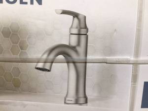 lot 86 image: Moen Wellton 4 in. Centerset Single Handle Bathroom Faucet in Spot Resist Brushed Nickel Customer Returns  See Terms on Auction