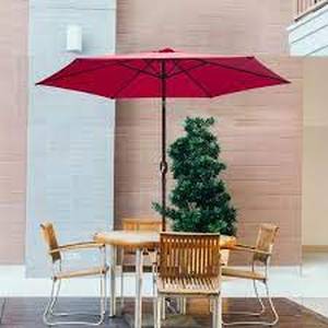 lot 14 image: LAUREL CANYON 7.5 ft. Market Patio Umbrella Table with Push Button Tilt and Crank in Red