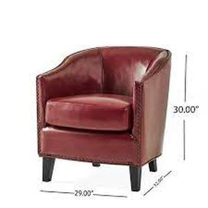 lot 22 image: Noble House Austin Red Leather Upholstered Club Chair