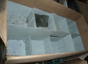 lot 29 image: 24 New (just dirty) 6x6 inch plastic storage bins