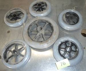 lot 76 image: 6 various wheelchair wheels