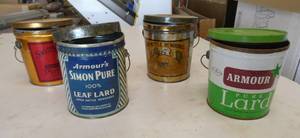 lot 186 image: Lot of 4 Vintage Lard tins