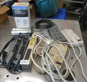 lot 231 image: Group of outlet strips, roof cement and patching compound