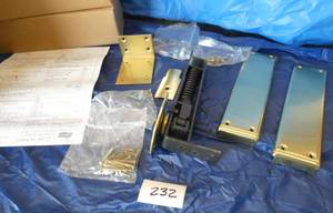 lot 232 image: 6 boxes of new door Floor Hinges - satin brass finish