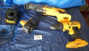 lot 236 image: Dewalt drill, sawzall, battery and charger