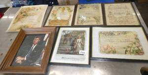 lot 265 image: Group of antique religious confirmation certificates from 1900, 1910, 1921