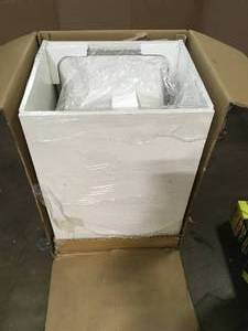Glacier Bay All-in-One 24.2 in. x 21.3 in. x 33.8 in. Stainless Steel Utility Sink and Large White Drawer Cabinet Customer Returns See Terms on Auction