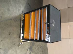 GEARWRENCH GSX 26 in. Black and Molten Orange 20-Gauge Steel 5-Drawer Rolling CabinetDamage on Door  Customer Returns See Terms  on Auction