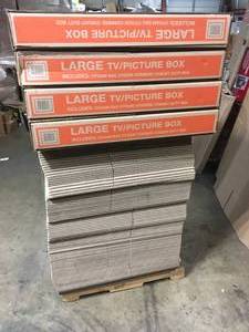 Pallet of Large TvPicture Boxes and Moving Boxes  Customer Returns See Terms on Auction
