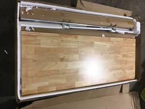 Husky 62 in. W x 24 in. D Adjustable Height Solid Wood Top Workbench Table in Black Customer Returns See Terms on Auction