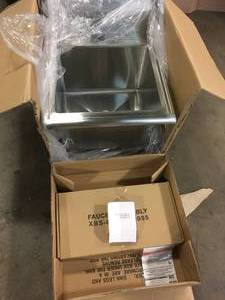 TRINITY 21.5 in. W x 24 in. D x 49.3 in. H Stainless Steel Utility Sink   Customer Returns See Terms on Auction