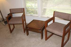Lot of (3) Office Entrance Furniture - (2) Office Arm Chairs, (1) Side Table