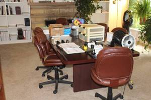 Conference Table with (6) Rolling Office Chairs