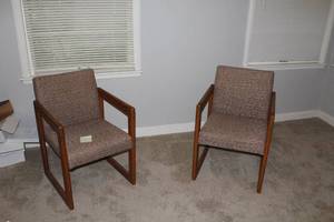 Lot of (2) Padded Wood Office Arm Chair