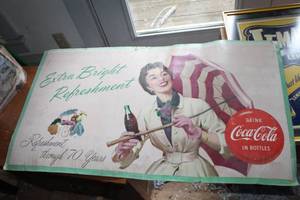 lot 15 image: Coca-Cola Cardboard Sign