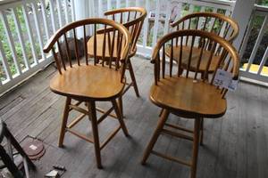 lot 25 image: Lot of (4) Wooden Bar Chairs