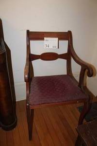 lot 34 image: Lot of (2) Red ClothWood Living Room Arm Chair