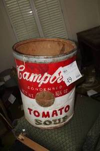 lot 49 image: Vintage Cambells Tomato Soup Cardboard Can