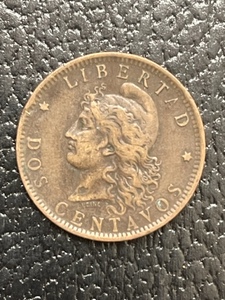 1890 Argentina 2 Cent Coin