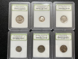 State Quarter, Roosevelt Dimes, Buffalo Nickels, and Jefferson Nickel
