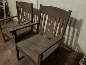 2 old wood chairs