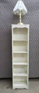 lot 27 image: TALL WOOD SHELF  TOUCH LAMP