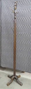 lot 37 image: SOLID WOOD WITH BRASS COAT RACK