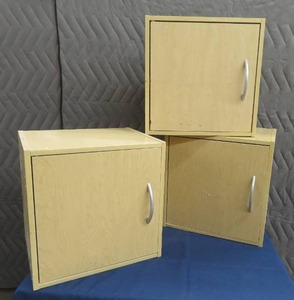 lot 50 image: 3 STACKABLE CUBES WITH DOORS