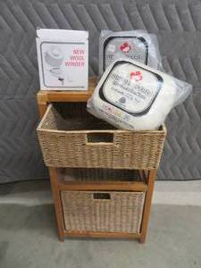 lot 55 image: WHITE BUFFALO CANADIAN YARN  WICKER STORAGE