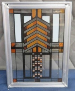 lot 69 image: FRANK LLOYD WRIGHT LEADED STAINED GLASS PANEL