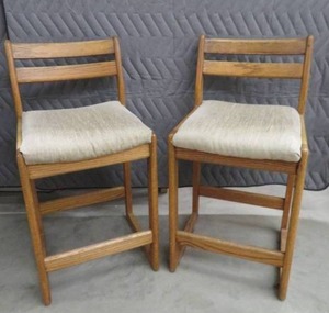 lot 74 image: 2 WOOD BAR STOOLS