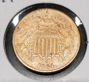 1864 US TWO CENT PIECE XF DETAILS