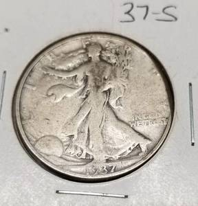 2 WALKING LIBERTY HALF DOLLARS 1937 1937-S