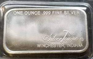 1 TROY OZ .999 FINE SILVER BAR PROSPECTOR BY SILVERTOWNE SEALED