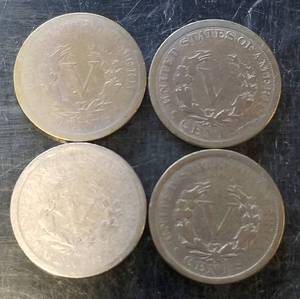 4 US LIBERTY NICKELS 1900 1901 1902 1903