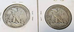 2 WALKING LIBERTY HALF DOLLARS 1934 1934-S