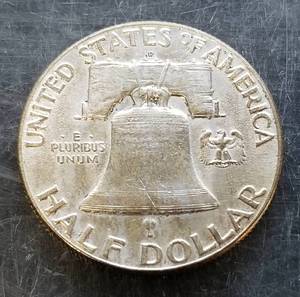 1948-D FRANKLIN HALF DOLLAR NICE UNC ALBUM TONED COIN