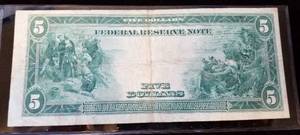 1913 US LARGE SIZE $5 FEDERAL RESERVE NOTE BANK OF CHICAGO VF OR BETTER