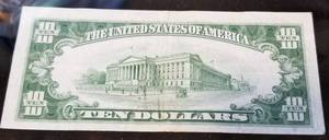 1950 US $10 FEDERAL RESERVE NOTE KANSAS CITY VF-XF