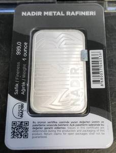 1 TROY OZ .999 FINE SILVER BAR CARDED & SEALED NADIR