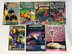 Group Of Vintage DC And Marvel Comics Including Detective Comics, Collectible Toys And More