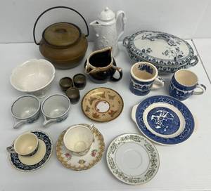 Large Group Of Antique Dishes, Cups, Pots And More