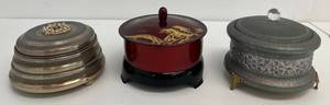 Three Vintage Musical Powder Boxes 1 Made In Japan