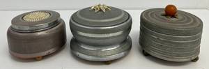 Three Vintage Musical Powder Boxes
