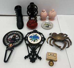 Group Of Antique Items Including Cast Metal Toys And More