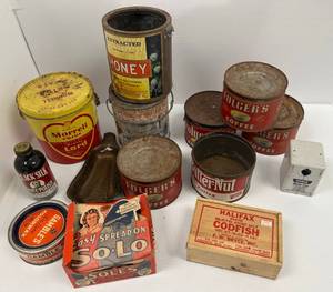 Group Of Vintage Advertisement Tins And More